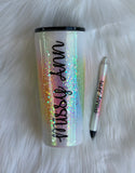 Custom Glitter Tumbler & Pen Set | Glitter Tumbler | Glitter Pen | Glitter Pen | Unicorn Burst Tumbler