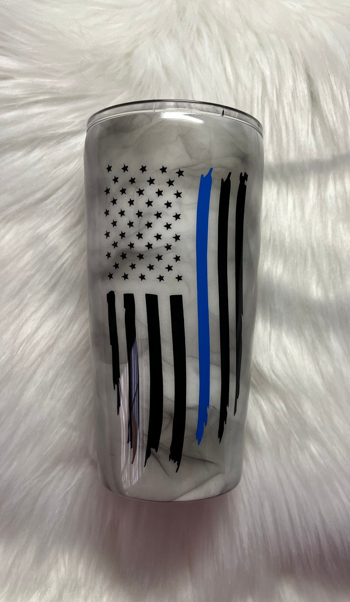 Zawqiye American Flag Tumbler Gifts, Blue Line Flag