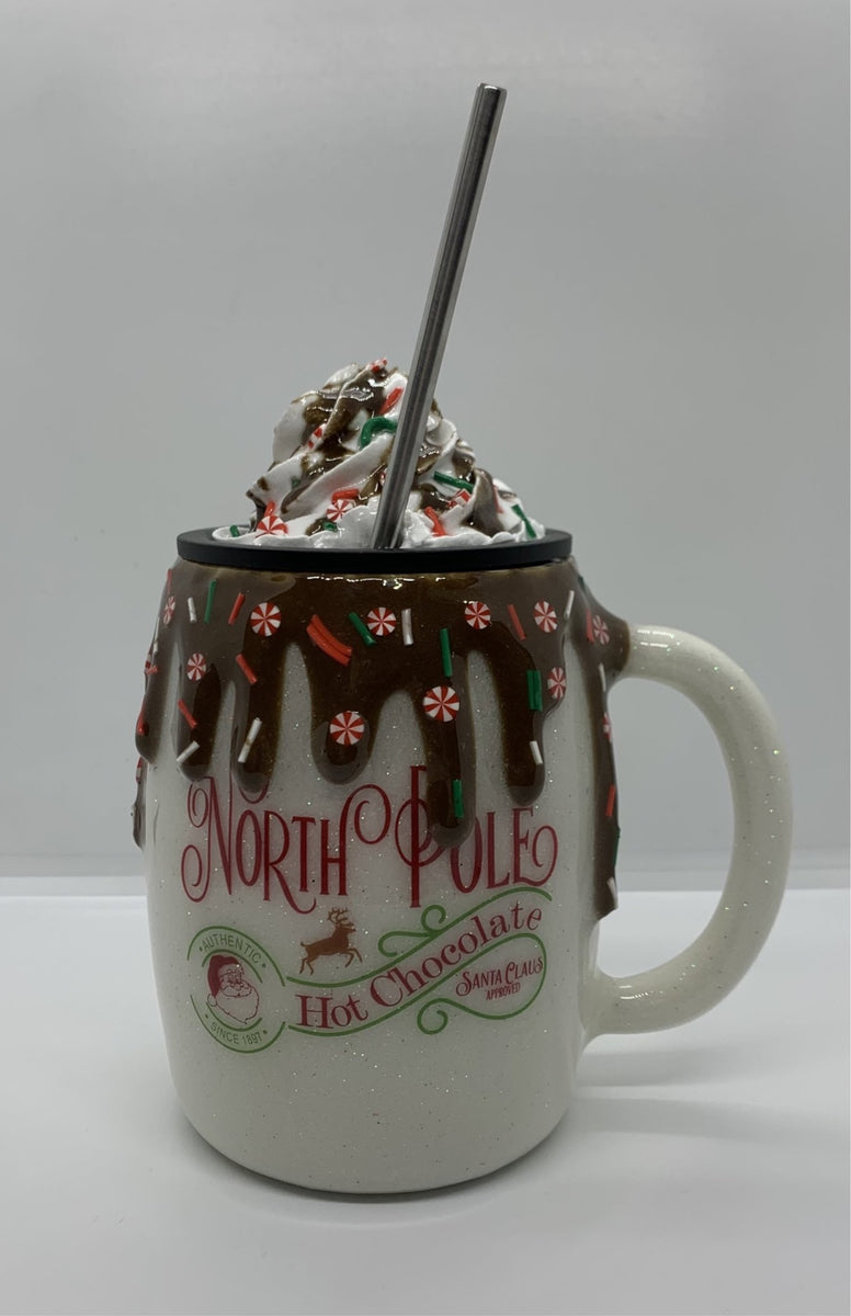 North Pole w/ Chocolate Drip - Glitter Mug - Stainless Steel Mug