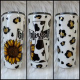 Blessed Leopard Tumbler | Sunflower Tumbler | Cross Tumbler