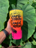 Beach Tumbler ~ Glitter Tumbler ~ Sunrise Sunburn Sunset Repeat Glitter Tumbler