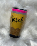 Pencil Glitter Tumbler / Teachers Gift / Glitter Tumbler / Teacher Tumbler