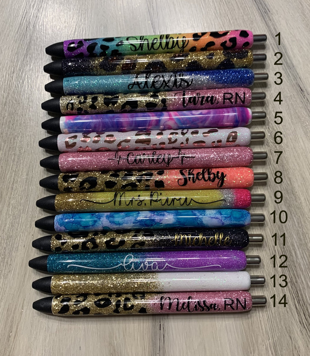 Custom Cat Glitter Resin Pens