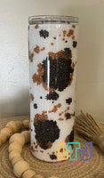 Glitter Cow Print Cowhide Western Insulated Tumbler