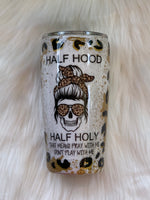 Half Hood Half Holy Leopard Glitter Tumbler | Glitter Tumbler | Leopard Tumbler | Power Wash Tumbler