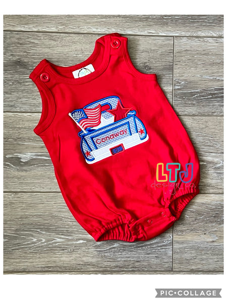 Baby 4th of July Bubble Romper, Personalized Bubble Romper