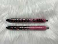 Glitter Leopard Pen | Personalized Gel Pens | Custom Epoxy Glitter Pens | Glitter Pen | Rose Gold Leopard Pen
