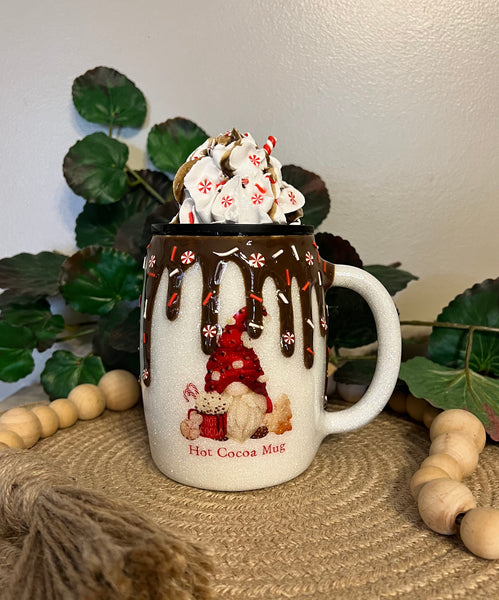Mug Thermos Hot Chocolate On Cold Stock Photo 96747025