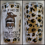 Half Hood Half Holy Leopard Glitter Tumbler | Glitter Tumbler | Leopard Tumbler | Power Wash Tumbler