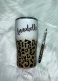 Custom Glitter Leopard Tumbler & Pen Set | Glitter Tumbler | Glitter Pen | Glitter Leopard Pen
