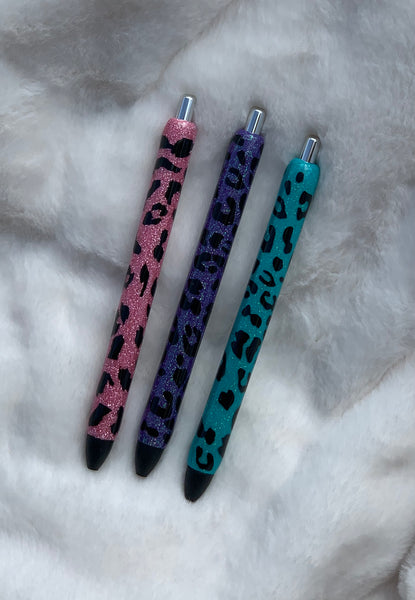 Glitter Leopard Pen | Glitter Personalized Gel Pens | Custom Pens | Custom Epoxy Glitter Pens