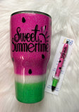 Watermelon Tumbler & Pen Set | Glitter Tumbler | Glitter Pen | Sweet Summertime Tumbler